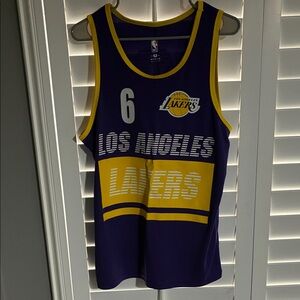 Los Angeles Lakers Purple and Yellow LeBron James Athletic Tank Top Jersey
